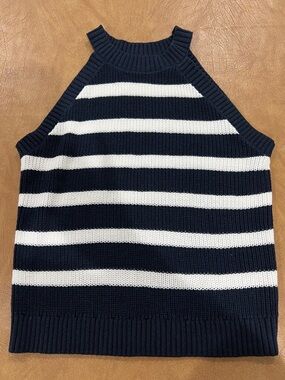 Old Navy Navy and White Striped Halter Knit Tank